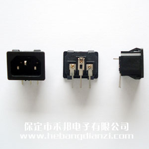 电源座3针 无耳弯焊